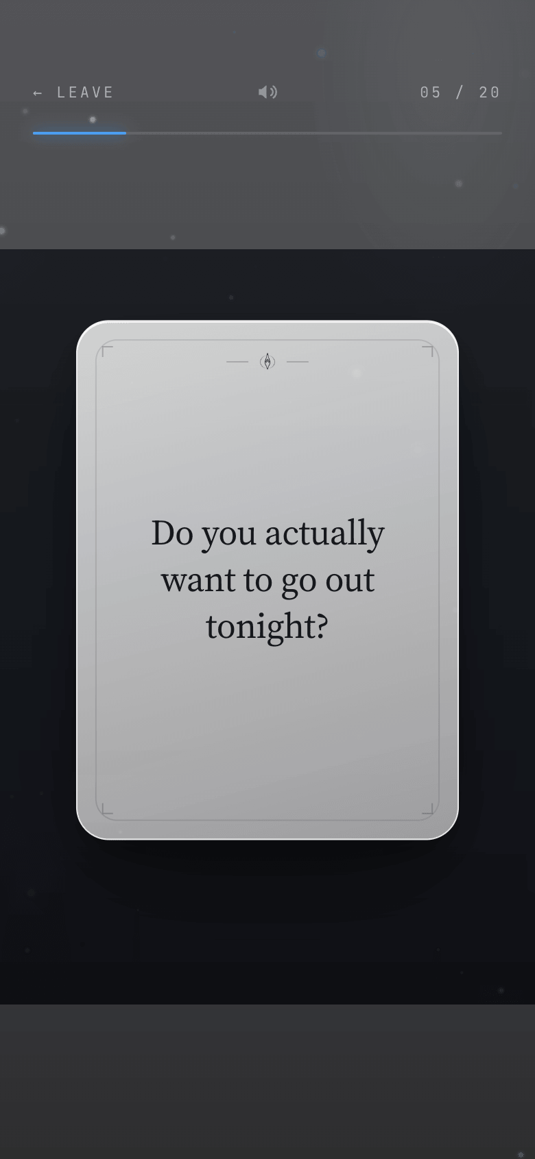 A calibration in progress, answering a card